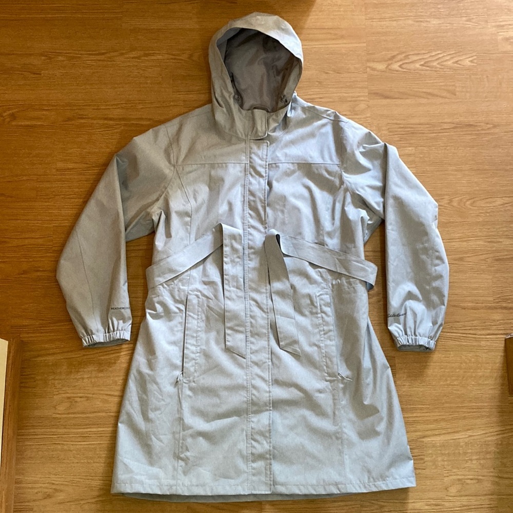 Eddie Bauer Coat Weather Edge Mid
Length Hooded-Heather Gray color